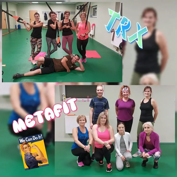 Metafit a TRX – společná fotografie účastníků v zrcadlovém sále